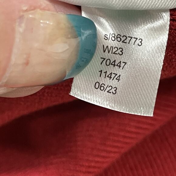 Ann Taylor Mock Neck Blouson Sweater Dress Size L Red Pearl Button Cuffs NEW - Picture 10 of 11